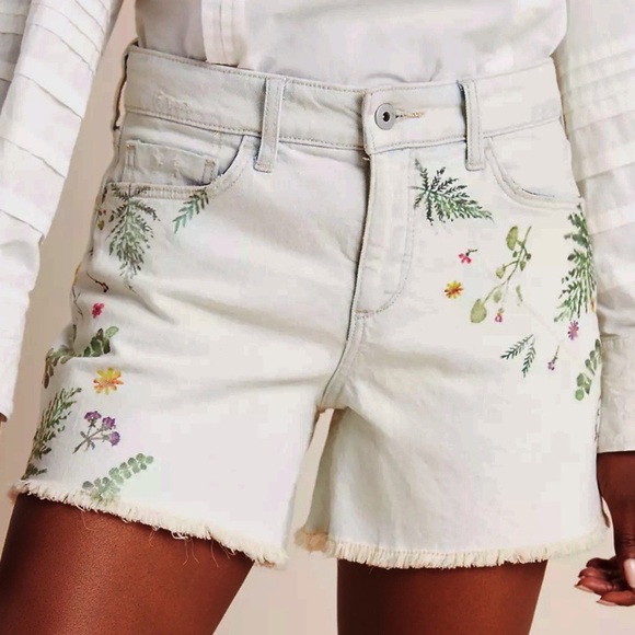 Anthropologie Pilcro Floral Print Denim Shorts 29 NWOT - Picture 2 of 9